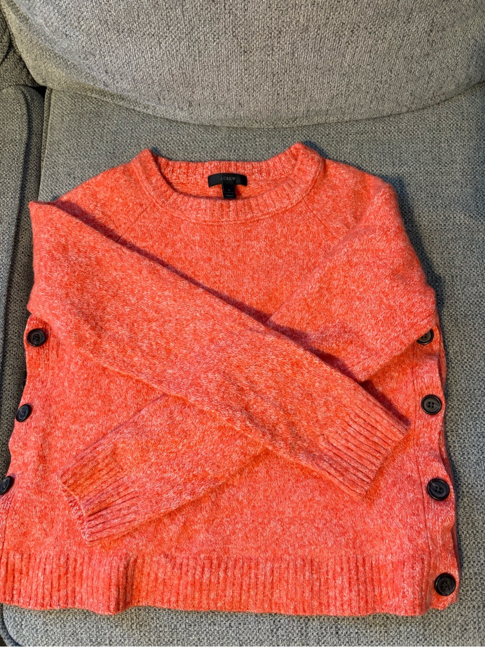 J. Crew Women's Orange/pink Button-Accent Crewneck Sweater